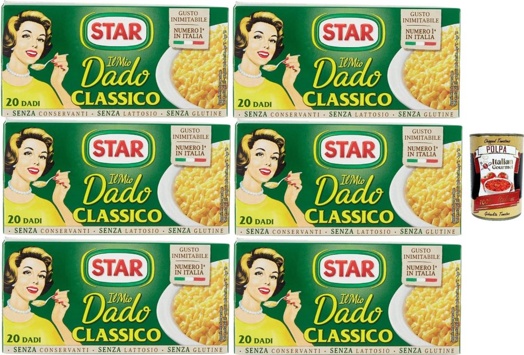 Star il mio Dado Classico 20 Dadi, Suppenwürfel Brühe klassisch reich an Geschmack, 6x 200 g + Italian Gourmet polpa 400g