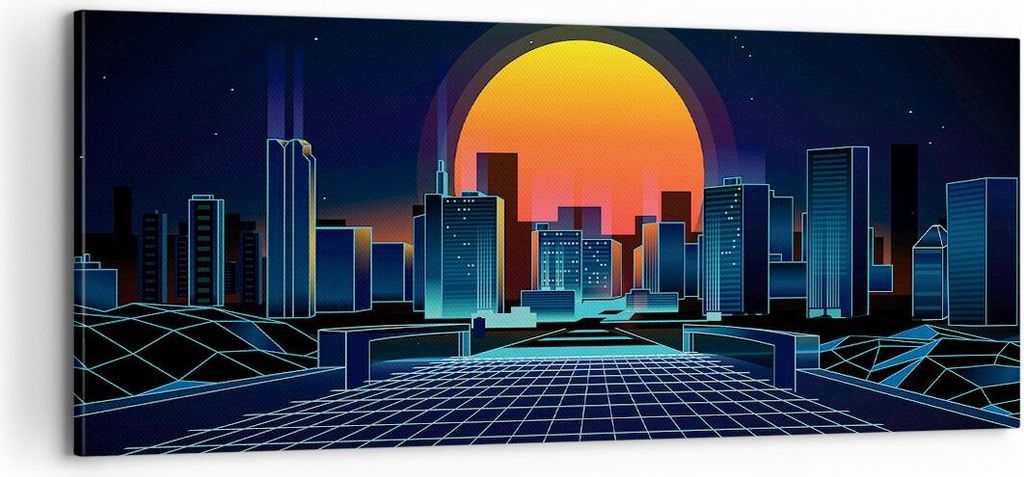 Bild auf Leinwand - Leinwandbild - stadt modern - 100x40cm - Wand Bild - Wanddeko - Wandbilder - Leinwanddruck - Bilder - Kunstdruck - Wanddekorati...