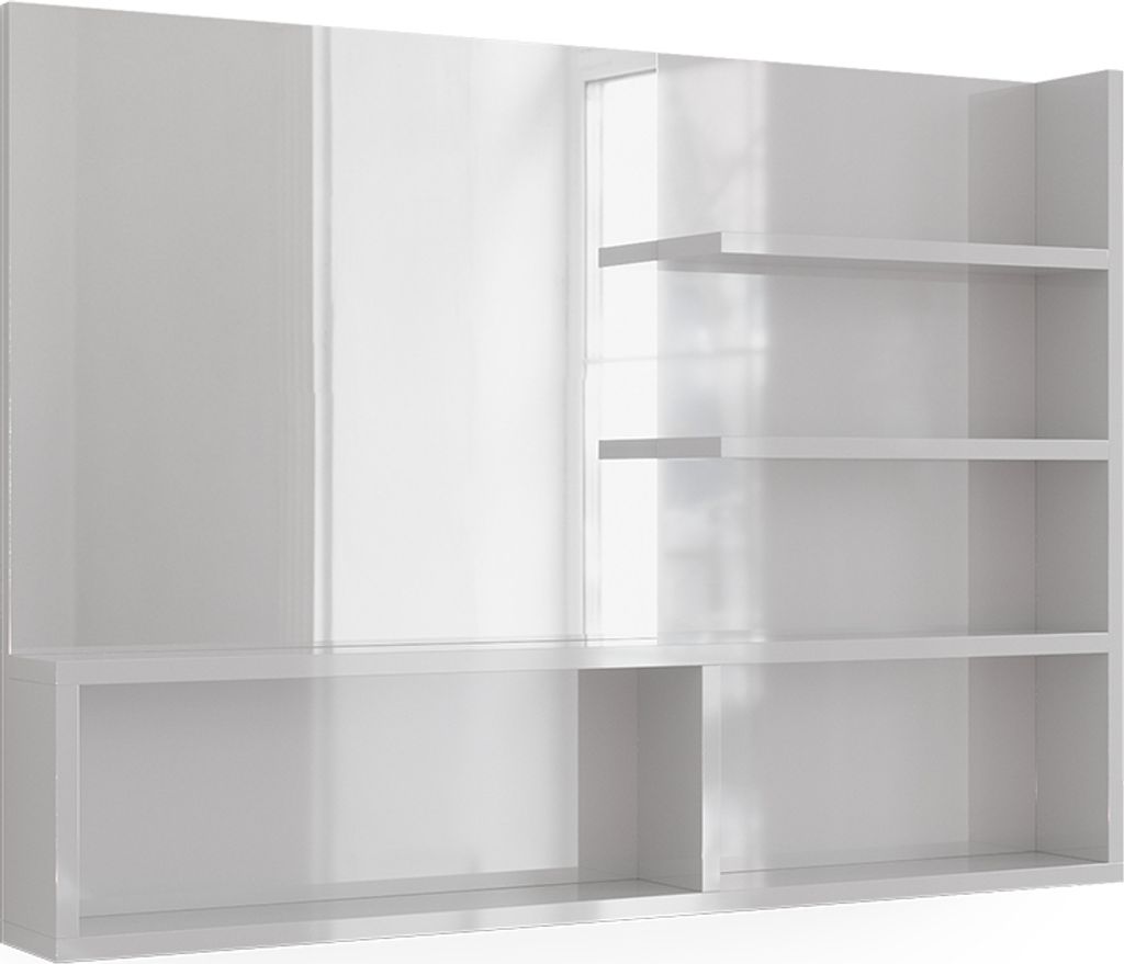 Spiegelregal Vicco  Weiß Hochglanz 89.8 x 65 cm mit offenen Produktbild 