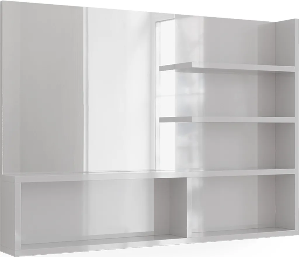 Miroir mural Vicco Blanc Haute brillance 89.8x65cm Model 41278 et étagères