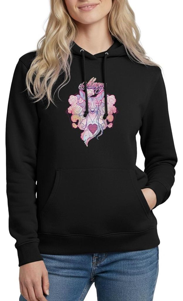 Spreadshirt Harry Potter Patronus Hirschkuh Always Damen Hoodie, L, Schwarz