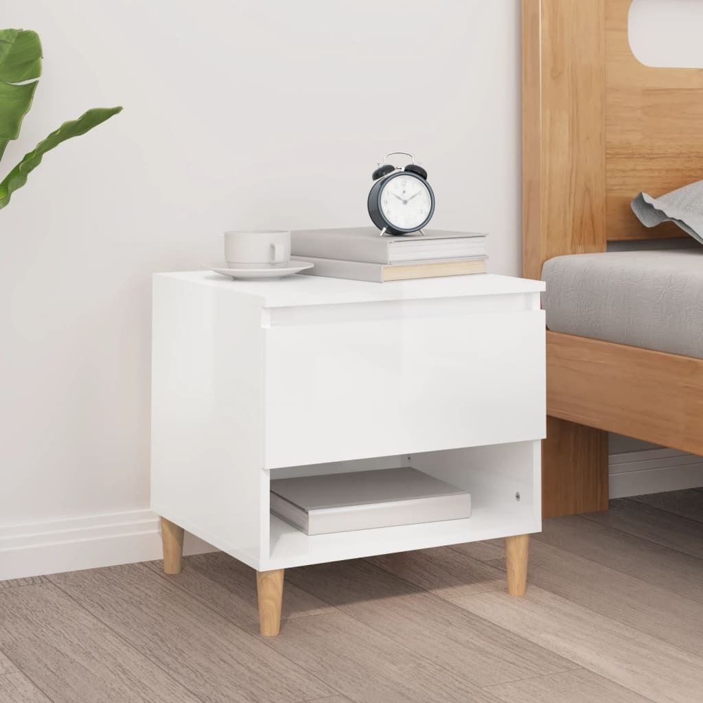 vidaXL Nočný stolík s vysokým leskom biely 50x46x50 cm Obrázok produktu 