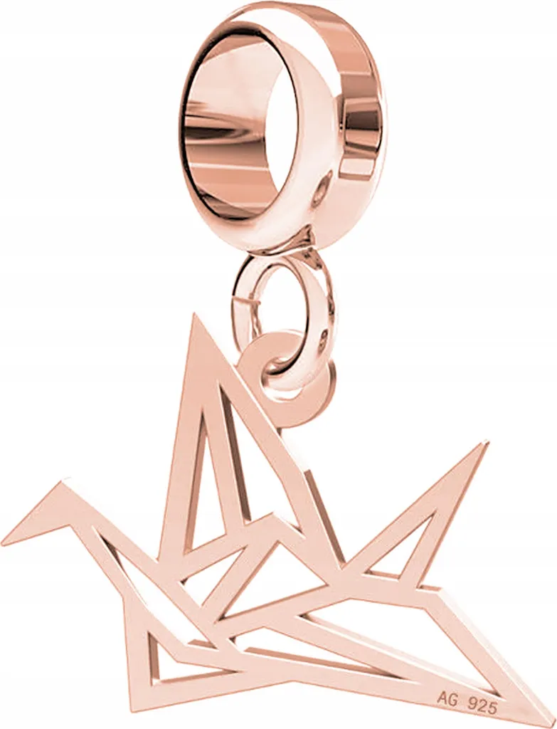 Charms Origami Bird Oro e Argento 925 - Ciondoli per Bracciali Fai da Te