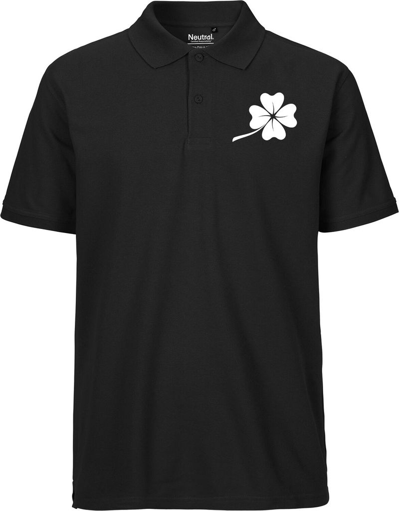 Huuraa Herren Polo Shirt Kleeblatt Silhouette L Black Bio Baumwolle Fairtrade Poloshirt Geschenkidee