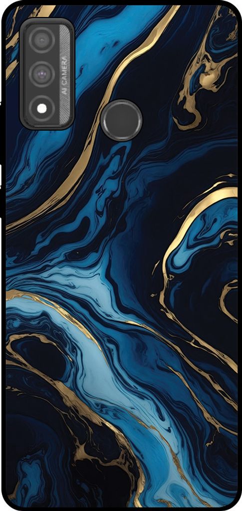 Smartphonica Phone Case Passend für Huawei P Smart (2020) mit Marmor-Druck - TPU zurück Abdeckung Fall Gold blau Marmor Design - Gold Blau