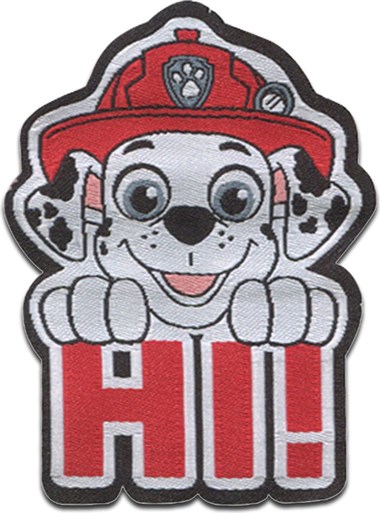 Paw Patrol Marshall Hi! - Aufnäher, Bügelbild, Aufbügler, Applikationen, Patches, Flicken, Zum Aufbügeln, Größe: 6,7 x 4,7 cm