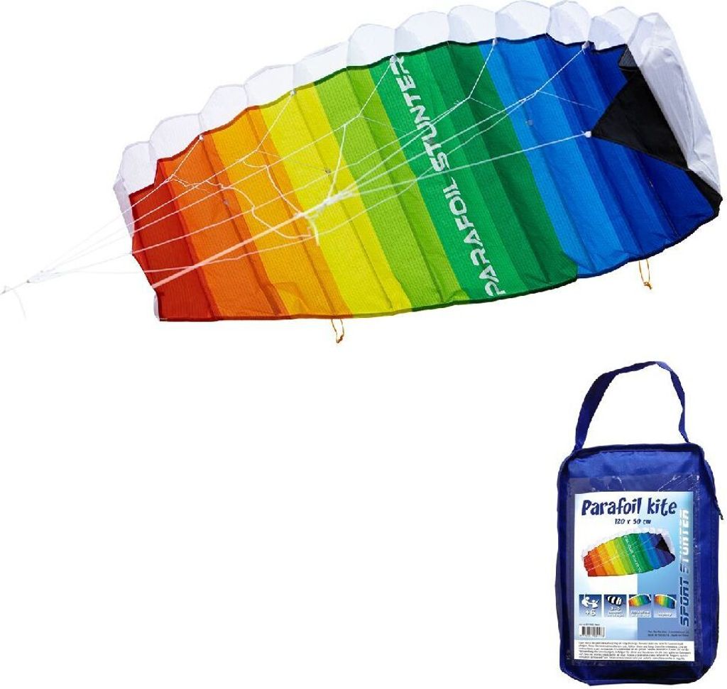 van der Meulen Drachen Parafoil Stunter 120x50 mit Tasche und Leinen