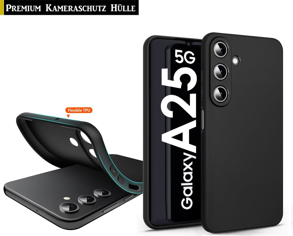 Für Samsung Galaxy A25 5G Silikon Schwarz Hülle Produktbild 