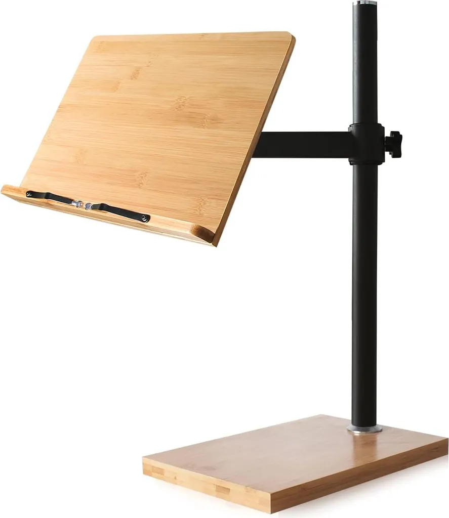 Support de livre pour cuisine et bureau en bambou réglable et pliable
