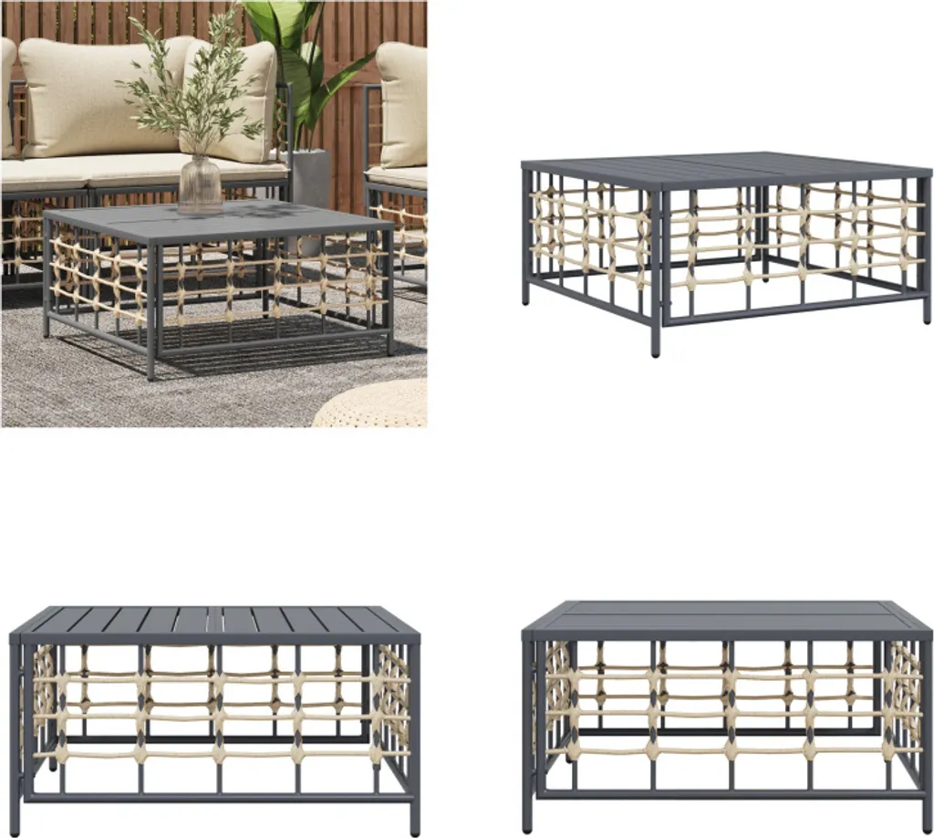Tavolino da Salotto Giardino vidaXL Antracite 70x70x34 cm Rattan