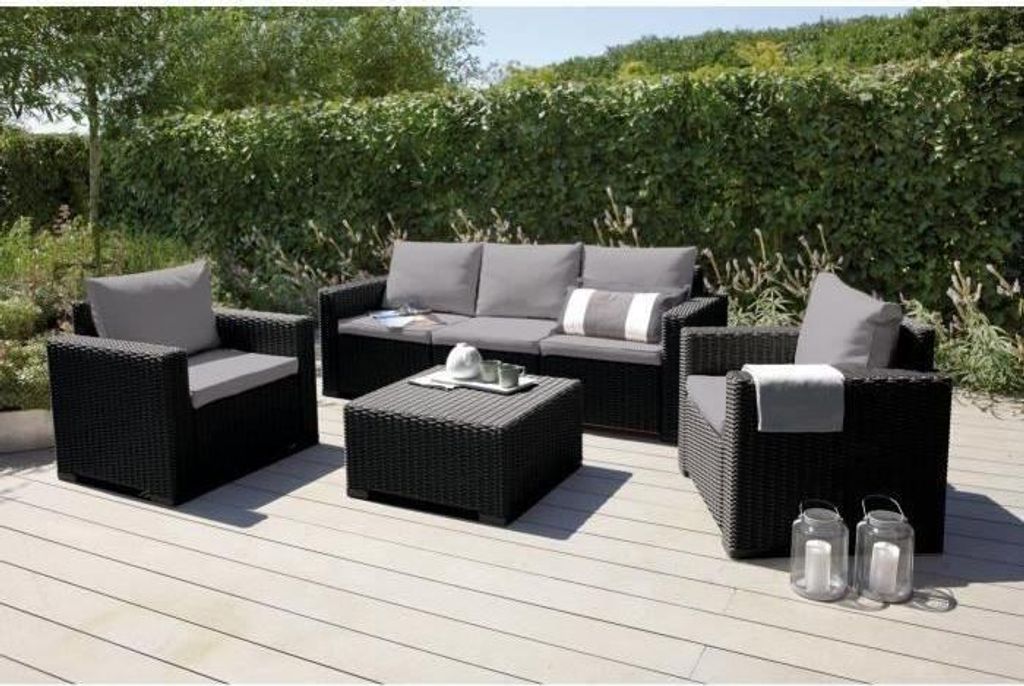 Gartenmöbel-Set, ALLIBERT CALIFORNIA, Modulbauweise, 5-Sitzer, Rattan-Optik, Grau