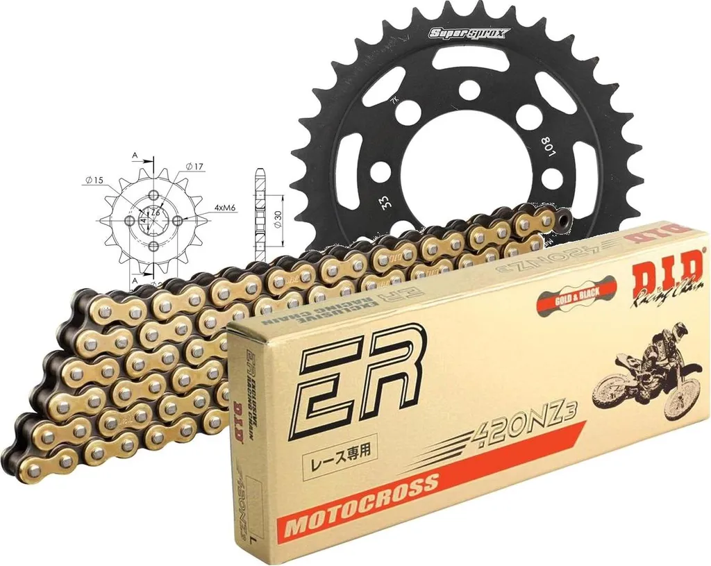 Kit chaîne Kawasaki KLX 110 : performance DID 420NZ3 acier 86 maillons