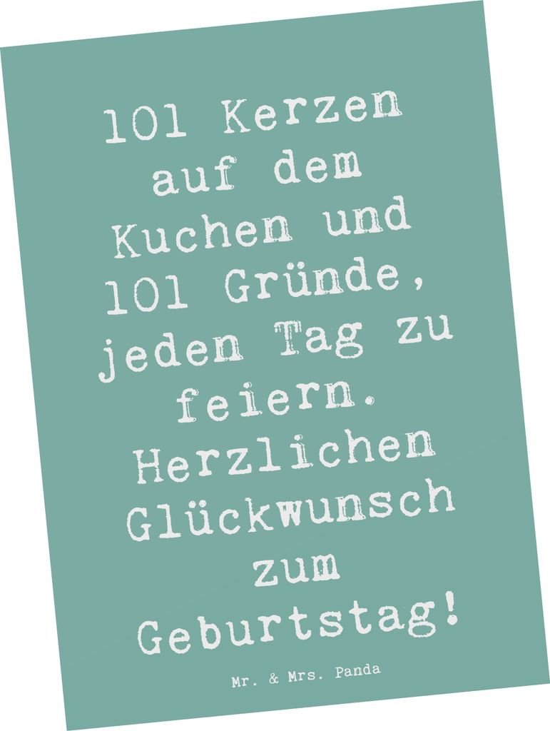 Mr. & Mrs. Panda Postkarte Spruch 101. Geburtstag Feier - Meeresbrise - Geschenk, Meilenstein, Ansichtskarte, Postkarten, besondere Momente, kostba...