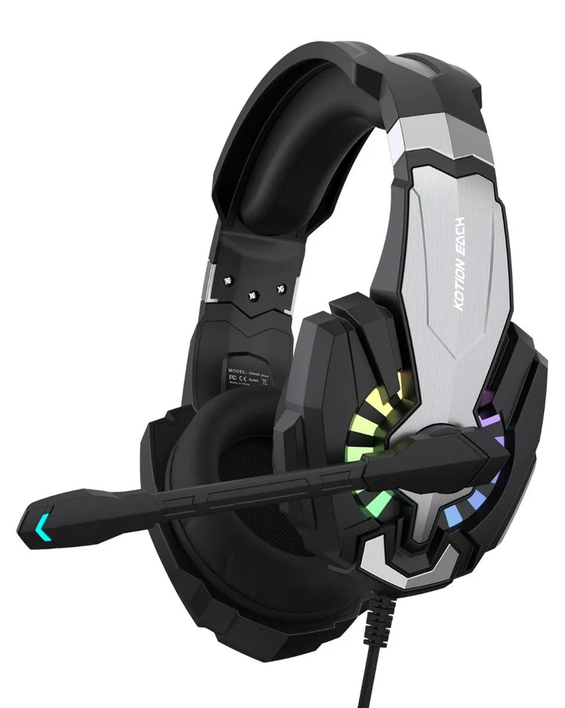 Micro-Casque Gamer RGB Filaire avec Arceau Ergonomique en ABS Noir INF