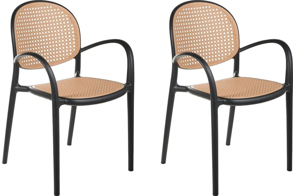 Chaises salle à manger noires lot de 2 plastique durable jardin rétro