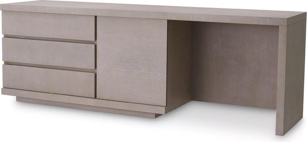 Casa Padrino Luxus Massivholz Schreibtisch Grau 220 x 55 x H. 75,5 cm - Bürotisch - Computertisch - Büro Möbel - Luxus Möbel - Luxus Einrichtun...