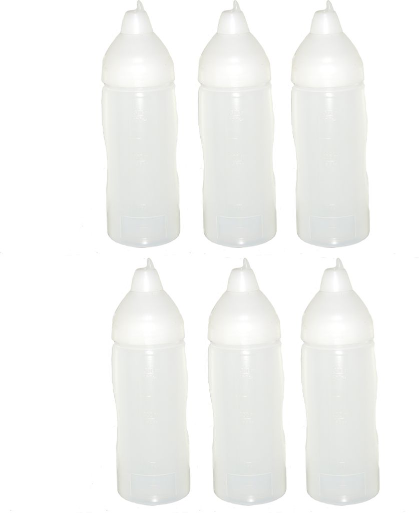 6 transparente Quetschflaschen 350 ml tropffrei Produktbild 