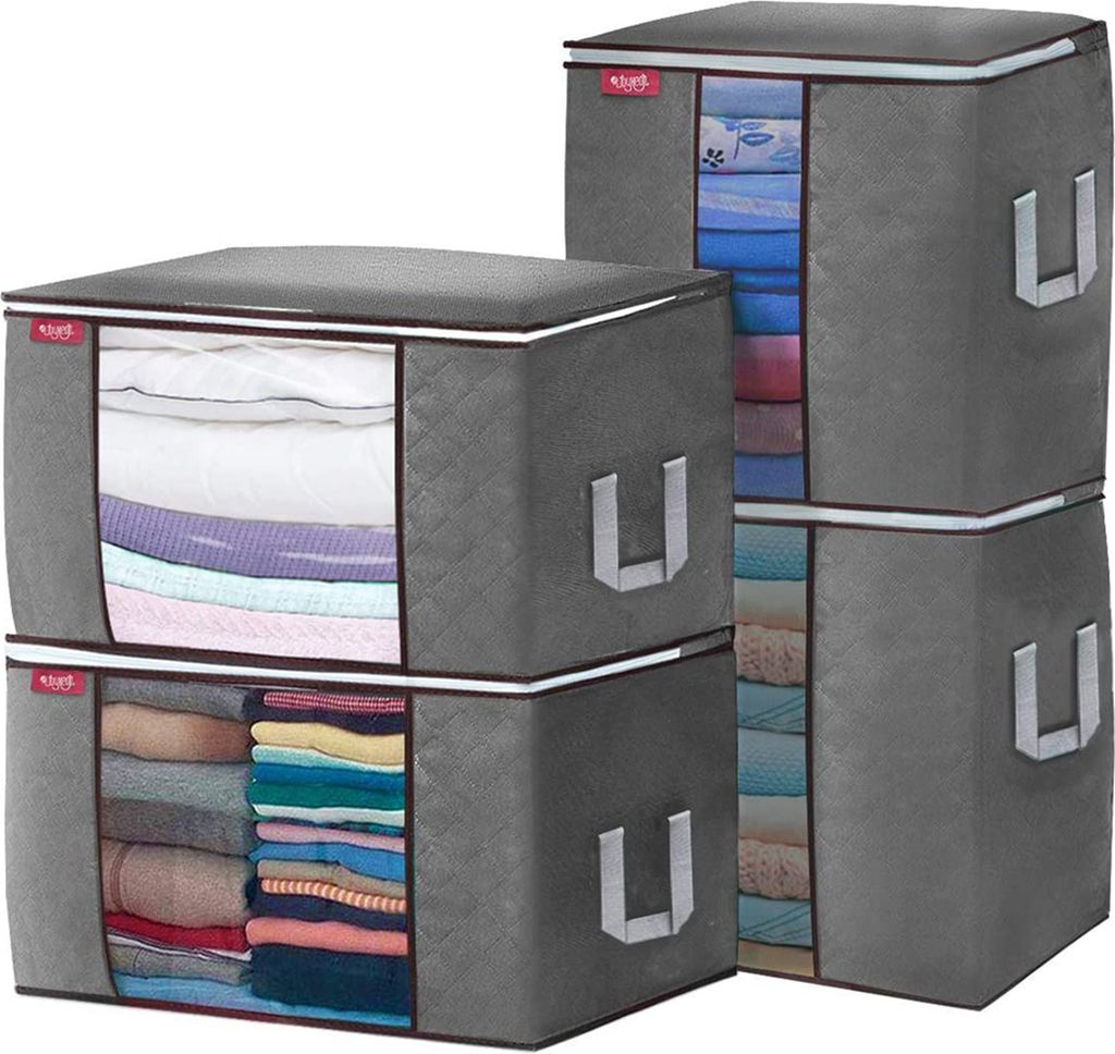 Large Capacity Clothes Storage Bag Grau – Große Kleidungsaufbewahrungstasche mit Reißverschluss & Tragegriff, Extra viel Stauraum für Kleidung