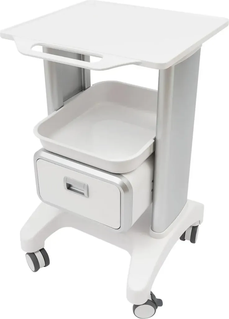 Chariot d'échographie mobile blanc avec tiroir de rangement pratique