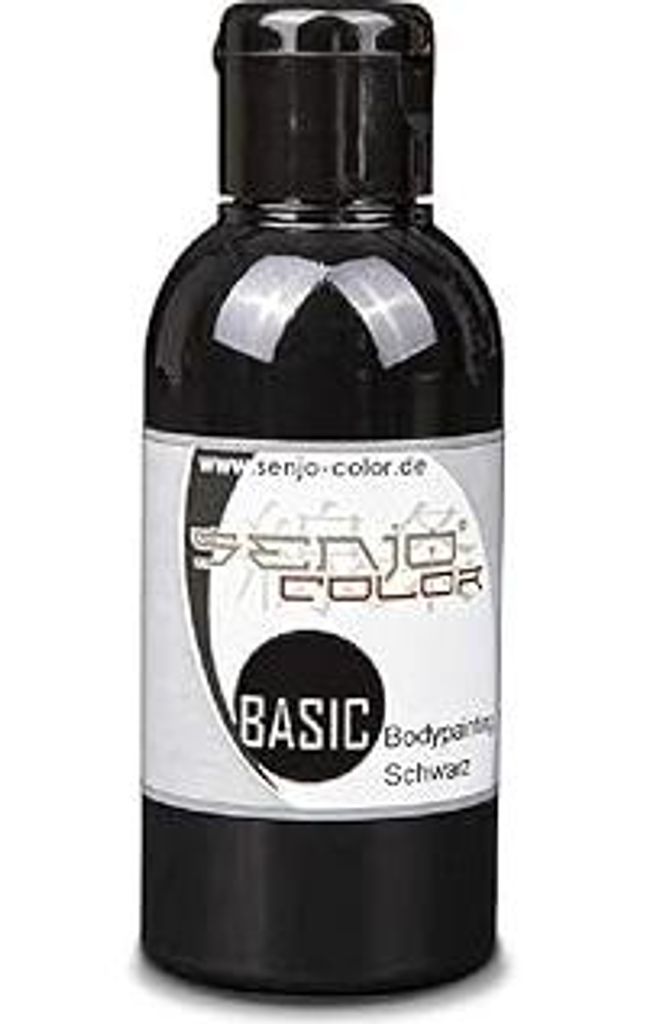 Bodypainting Farben Senjo Color Basic 75ml Schwarz I Gesichts- & Körperfarbe I Karneval, Fasching I Pinsel & Airbrush Farbe