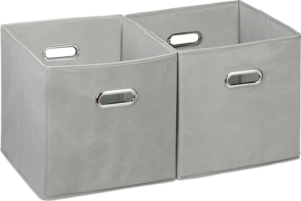 Boîte de rangement pliable grise lot de 6 bacs avec poignée métal
