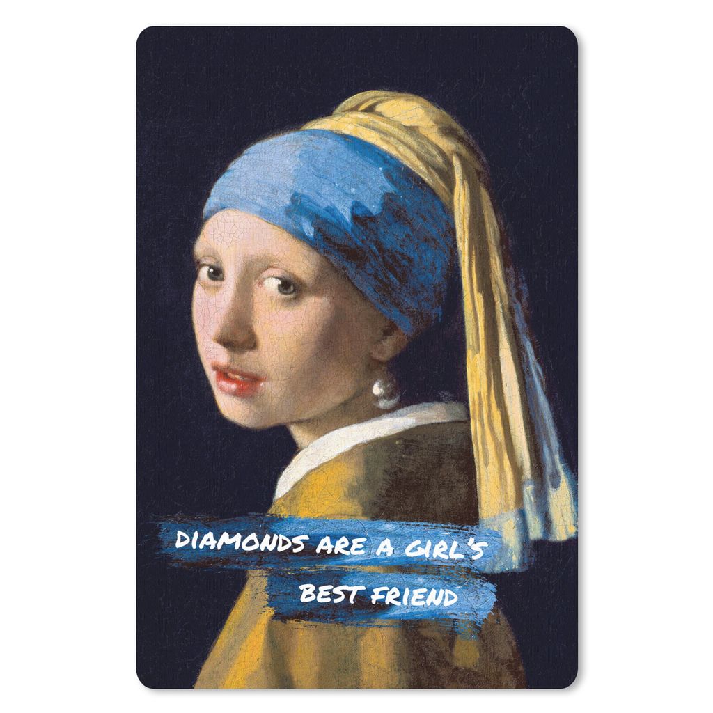 MuchoWow Mauspad Mousepad Vermeer - Das Mädchen mit dem Perlenohrring - Zitat 18x27 cm - Mousepads - Maus Mat - Pad - Mausunterlage