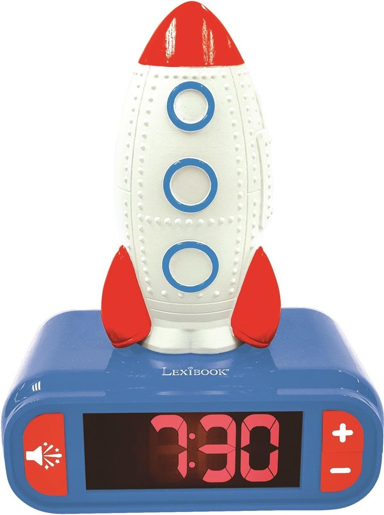 Lexibook - Rocket Digital Alarm Clock For Kids With Night Light Snooze