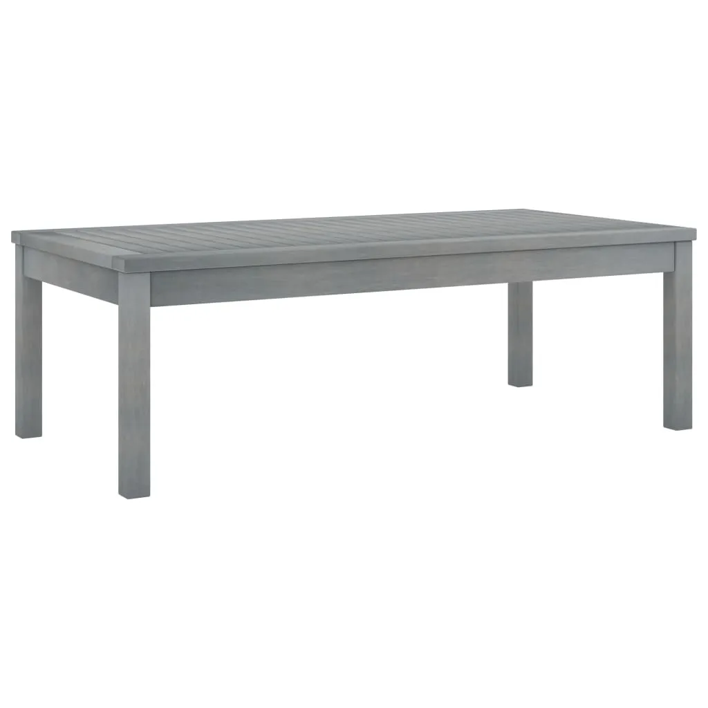 Table basse robuste en acacia massif gris pour petit espace salon