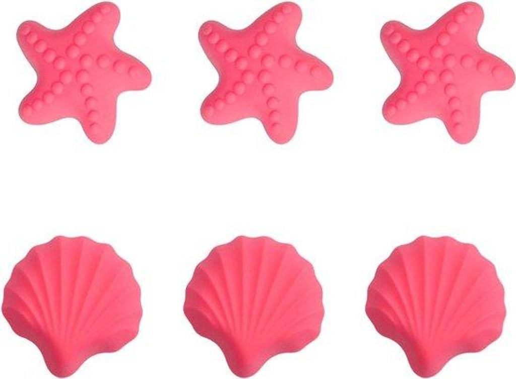Kunststoffe Cartoon-Zeester Schelp Kastknoppen - 6 Stücke - Rosa - für Kinderzimmer und Möbel