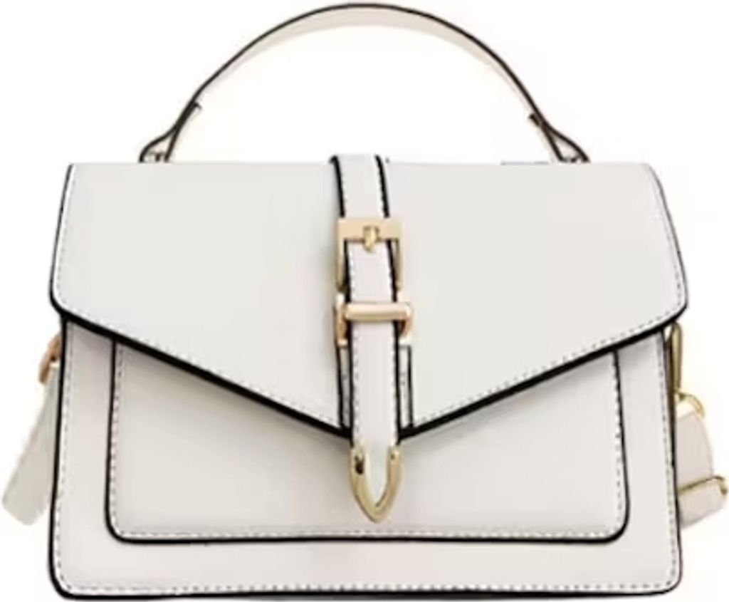 ASKSA Handtasche Damen Klein Umhaengetasche Damen Kunstleder Crossbody Bag Damen Schultertasche Maedchen Elegant Handtasche, Weiss