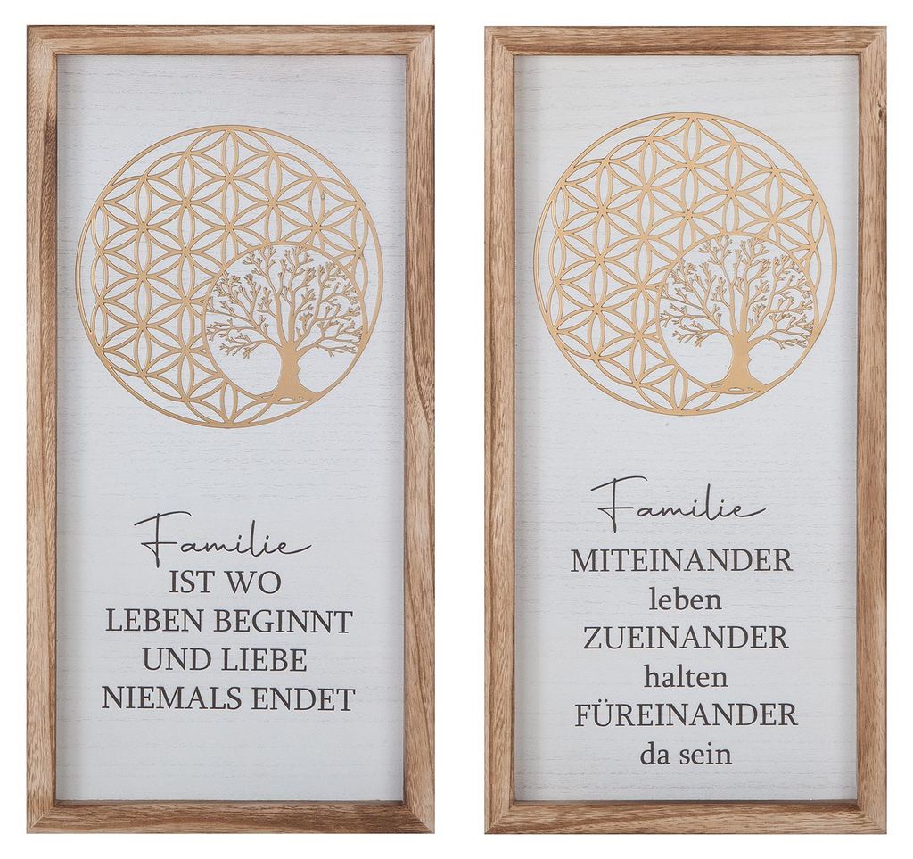 Gilde Bild, rechteckig, "Golden Tree", Spruch, Holz, weiß, Produktbild 