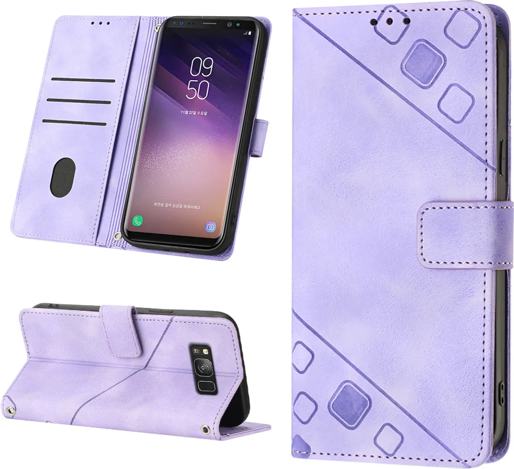 Offerta Custodia Samsung S8 Portafoglio Pelle Viola Antiurto