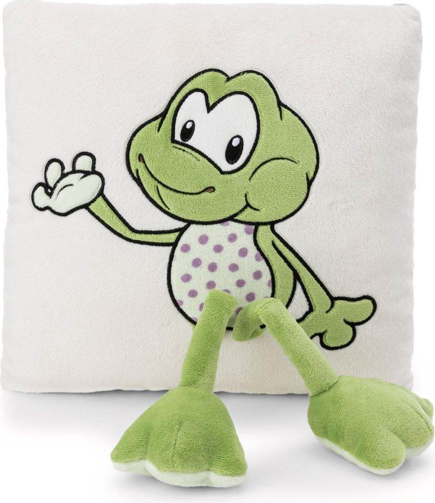 NICI Kissen Frosch Fridolin Frog 30x30cm - weiß - Flauschiges Kuscheltierkissen für Kinder und Erwachsene, Plüschkissen ideal für Zuhause, Kind...