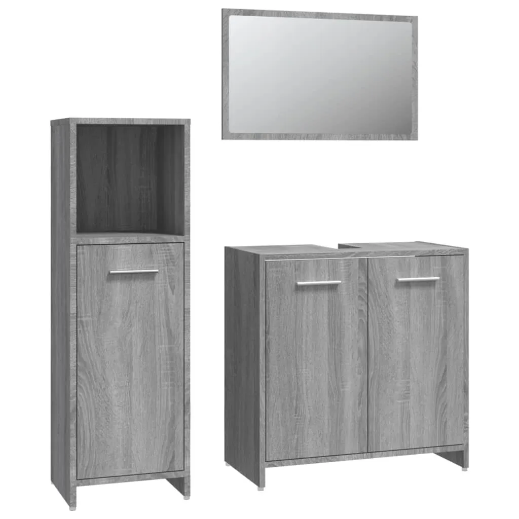 Offerta Set Mobili da Bagno vidaXL 3 Pz Grigio Sonoma - Arredo Pratico