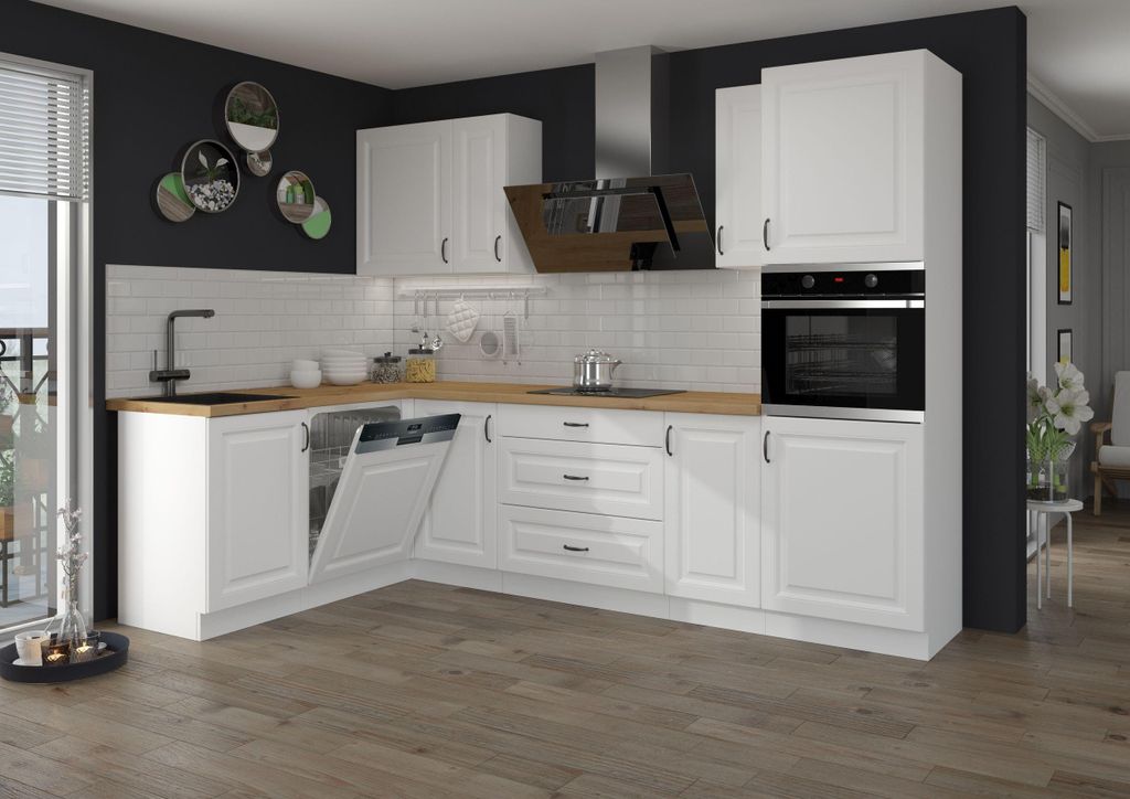 Landhaus Küche Stilo Weiß 170x285cm Küchenzeile Einbauküche Produktbild 