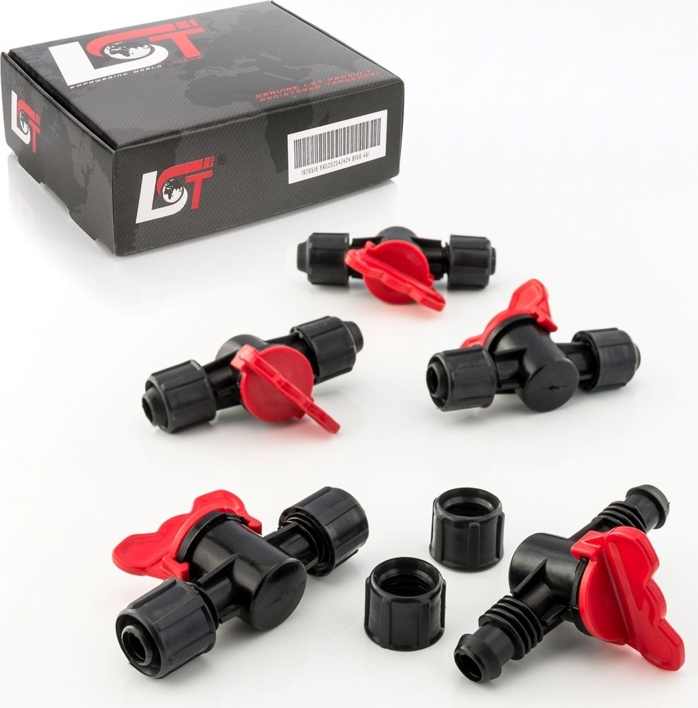 5x Ventil Kugelhahn PE-Rohr Schlauch für Tropfanlage Gartenbewässerung 16x16mm