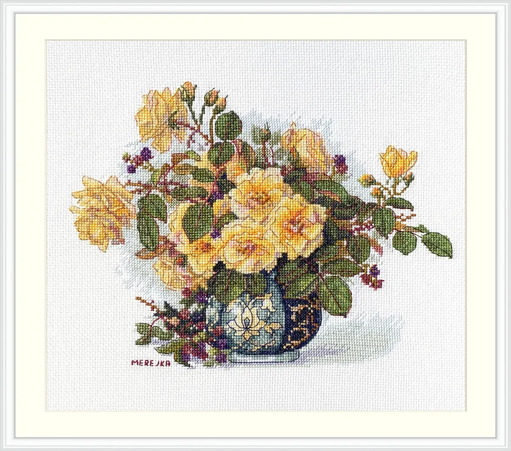 Kit Broderie Point de Croix Merejka K-207A avec Schéma Simple Roses