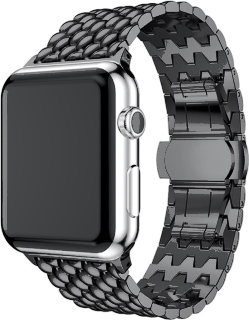 Strap-it Apple Watch 8 Drachenarmband Stahl (Schwarz)