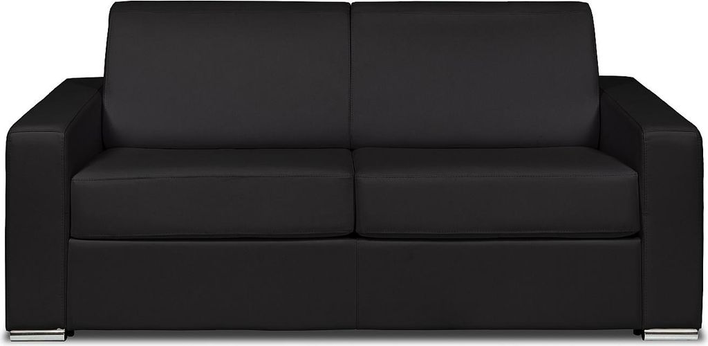3-Sitzer-Schlafsofa Express in schwarzem Büffelleder - Liegefläche 140 cm - Matratze 18 cm - CALITO