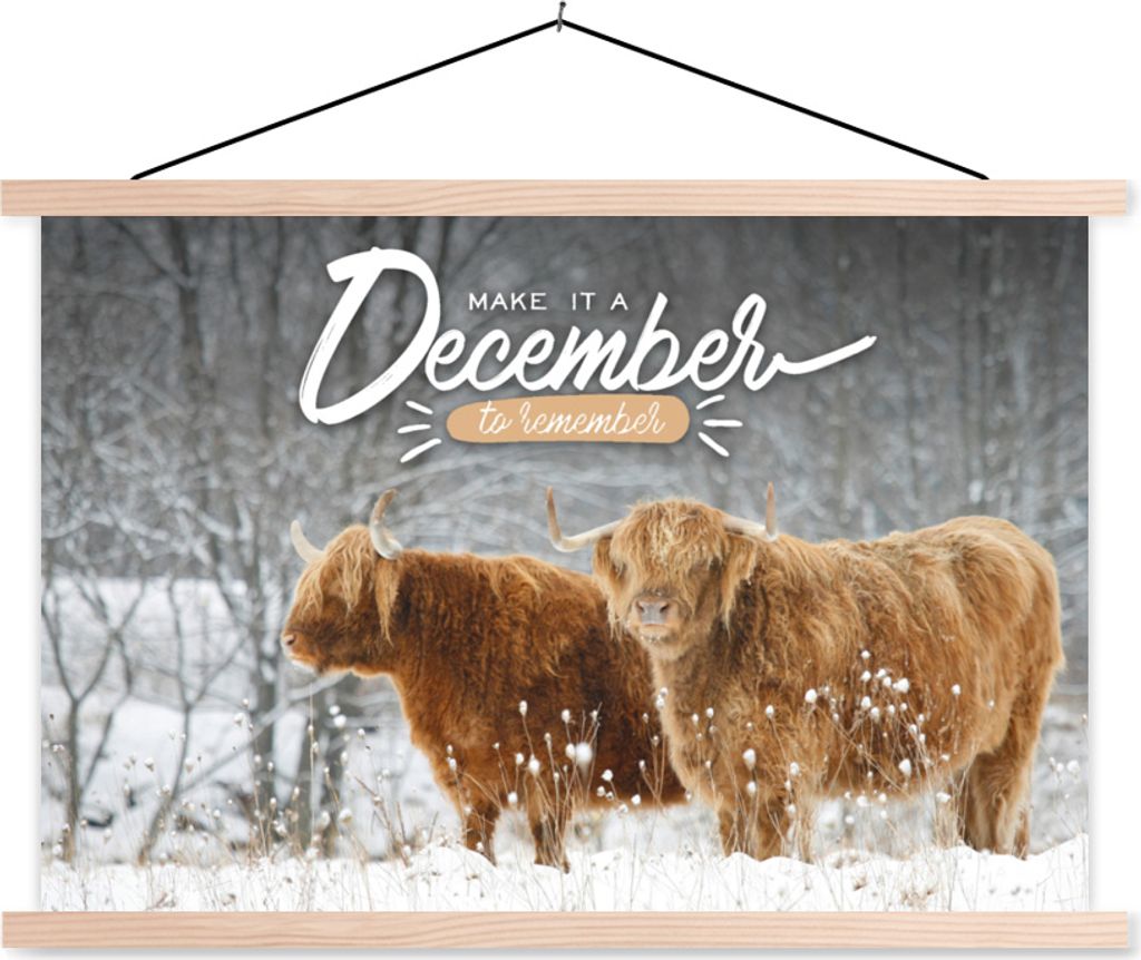 MuchoWow Textilposter Sprichwörter - 'Mach einen unvergesslichen Dezember' - Zitate 60x40 cm mit holzfarbenen Rahmen - Bilder