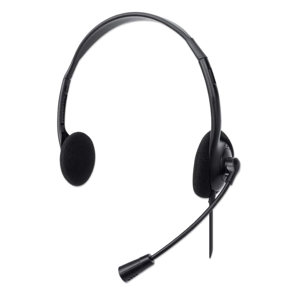 Manhattan Stereo On-Ear Headset (USB) (Clearance Pricing), Microphone Boom, Polybag Packaging, Adjustable Headband, Ear Cushion, 1x USB-A for both ...