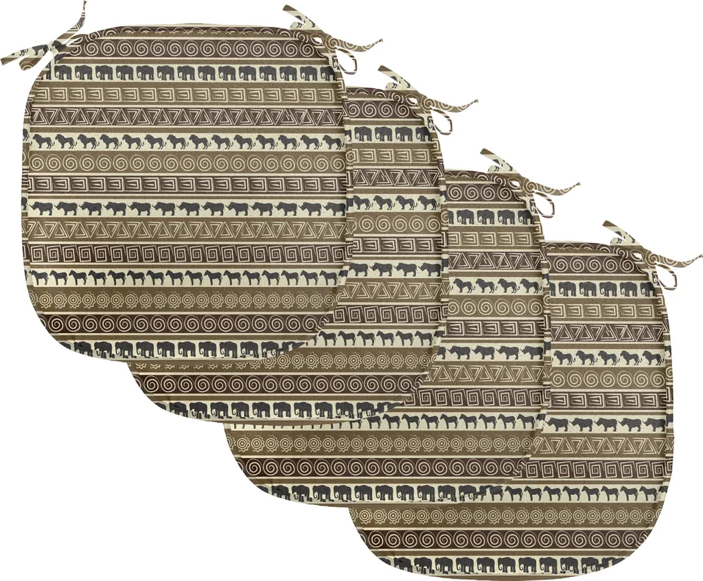 Lot de 4 Galettes de Chaise Imperméables 40x40 cm Design Safari Africain