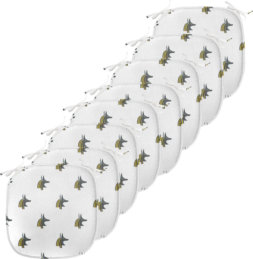 Coussins de Siège Chacal Égyptien Imperméables avec Attaches Lot de 8