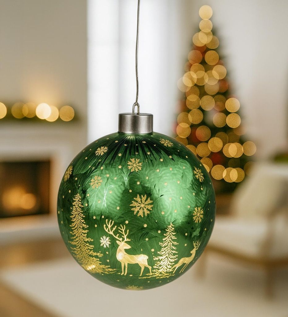 formano LED Weihnachtskugel Frosty Grün zum Hängen 12 cm Produktbild 