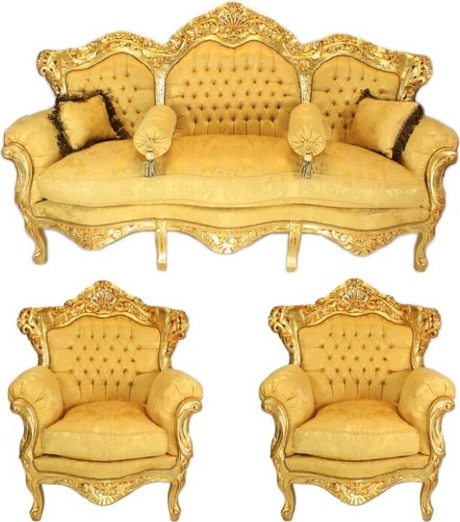 Barocksitzecke Sitzecke Lounge Sofa Garnitur 3 1 1 Sitzer Barock Premium Luxus Antik Retro Repro Modern Klassisch Französischer Stil Royal