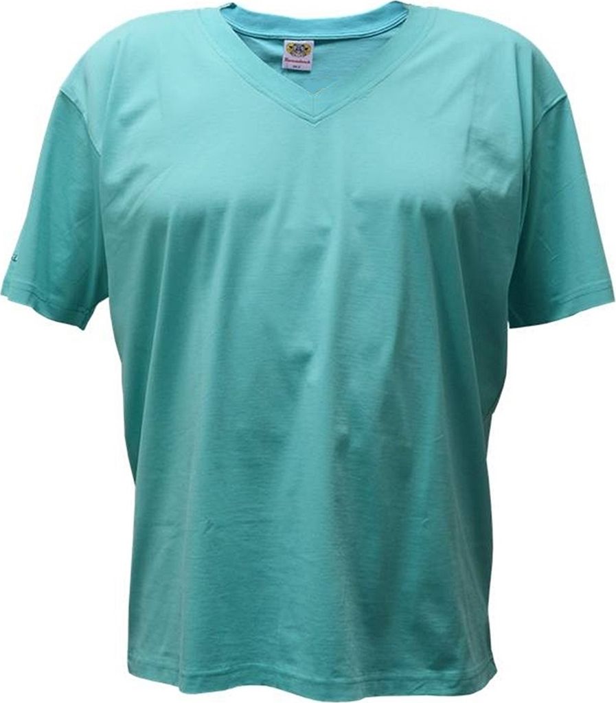 Übergrößen Tolles Basic T-Shirt RAMMBOCK Türkis mit Stickerei V-Neck 7XL