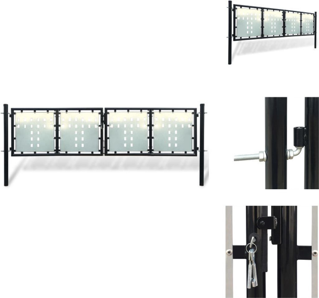 vidaXL Zauntor (Einzeltor) Schwarz 300x150 cm - Gartentore