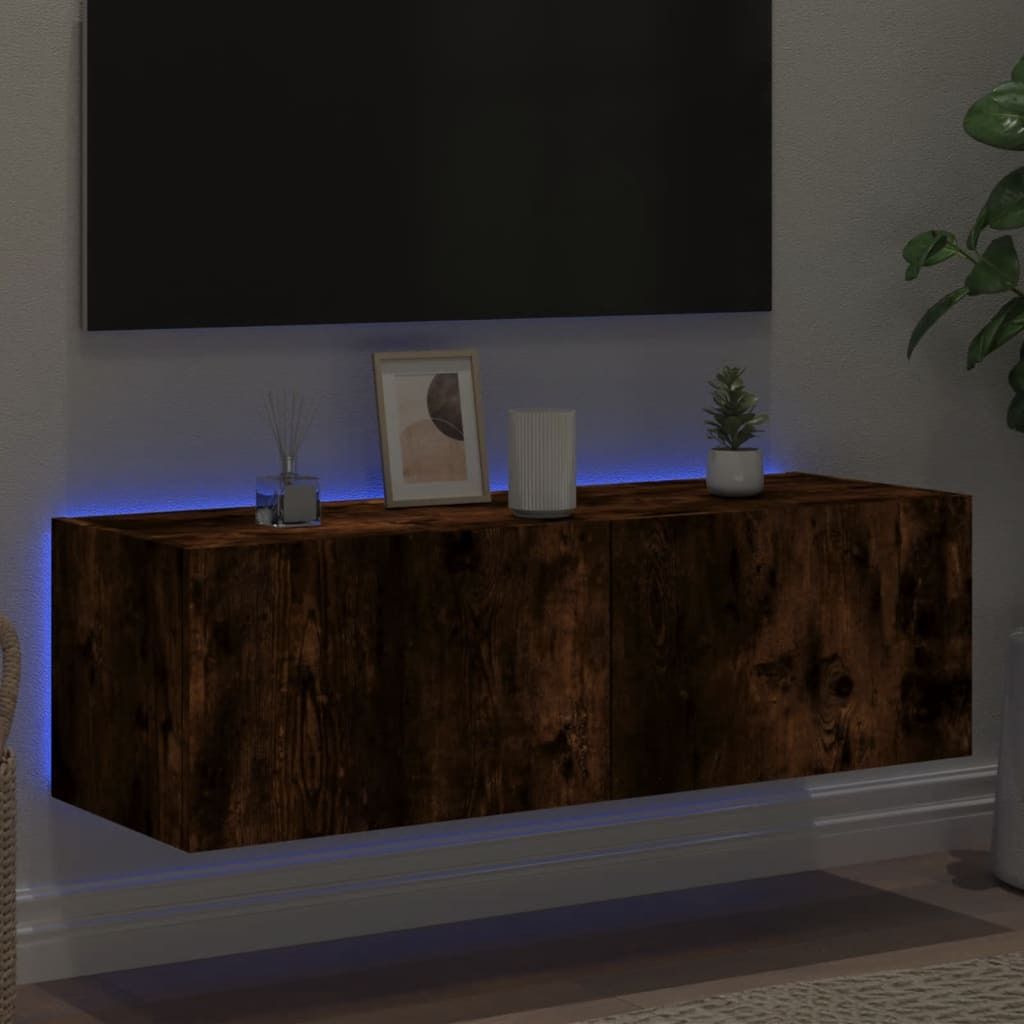 Maison Exclusive - TV-Wandschrank mit LED-Leuchten Räuchereiche 100x35x31 cm
