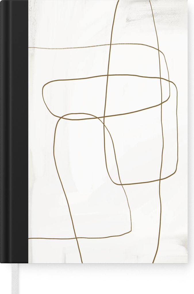 MuchoWow Notizbuch Tagebuch Haushaltsbuch Notebook A5 Braun - Weiß - Minimalismus - Abstrakt - Notizblock - Notizheft - Notebook - Schreibblock ...