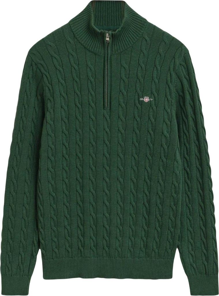 Gant - Fleece für Herren, mit halbem Reißverschluss, Baumwolle GT11943 (L) (Grün)